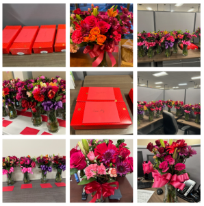 Valentines Day Flowers adorn the pharmacy