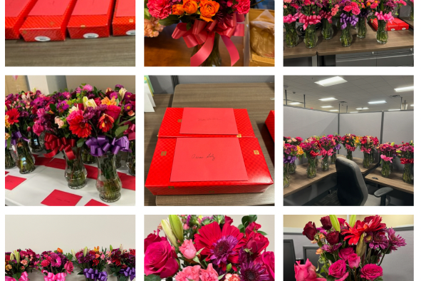 Valentines Day Flowers adorn the pharmacy