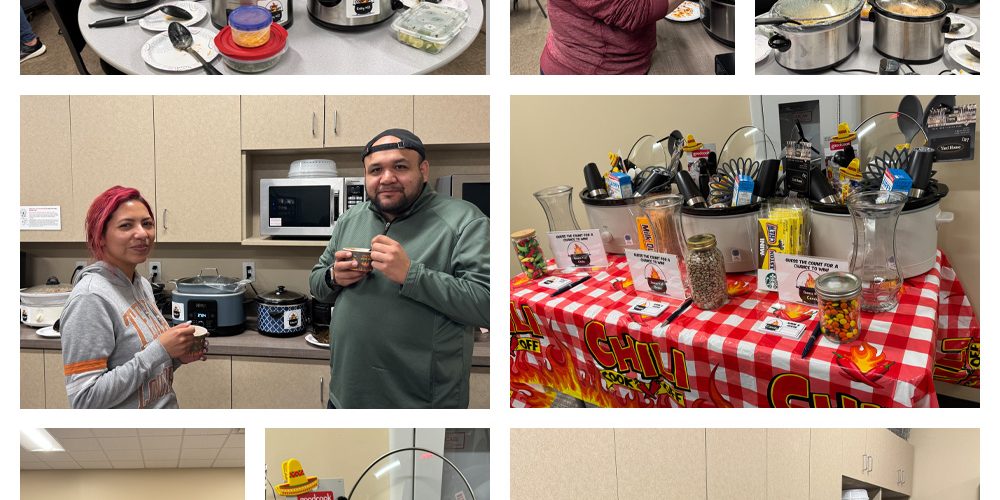 Employees hosting a chili cook-off