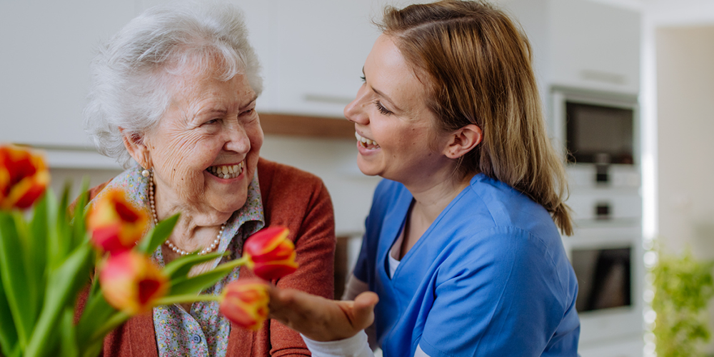 Elderly woman with a younger woman together