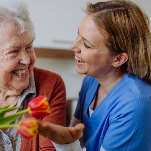 Elderly woman with a younger woman together