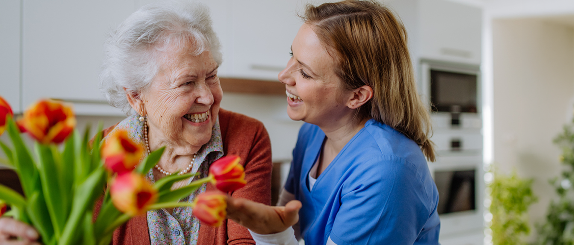 Elderly woman with a younger woman together